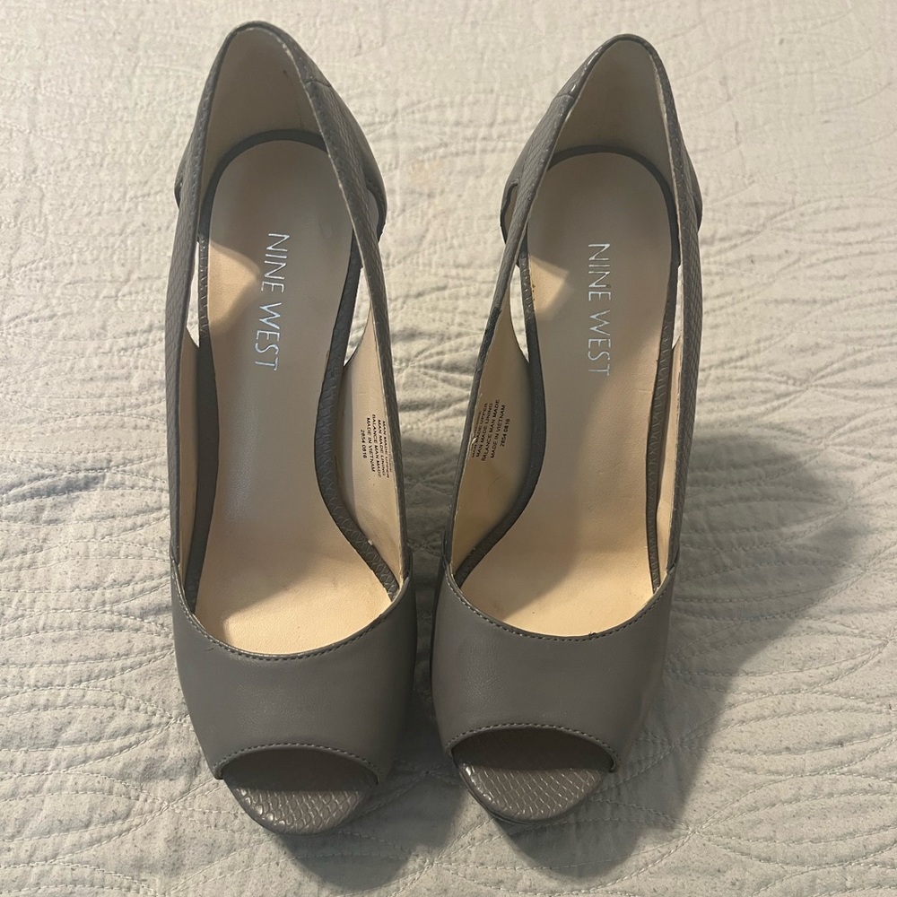 Nine West Charcoal Peep-Toe Heels